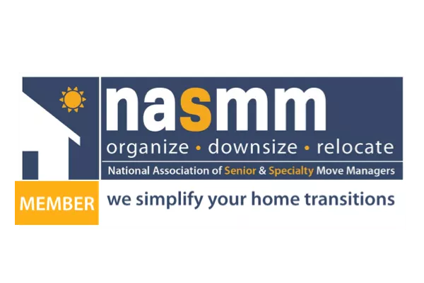 National Association of Senior & Specialty Move Managers (NASMM) logo; member, we simplify your home transitions